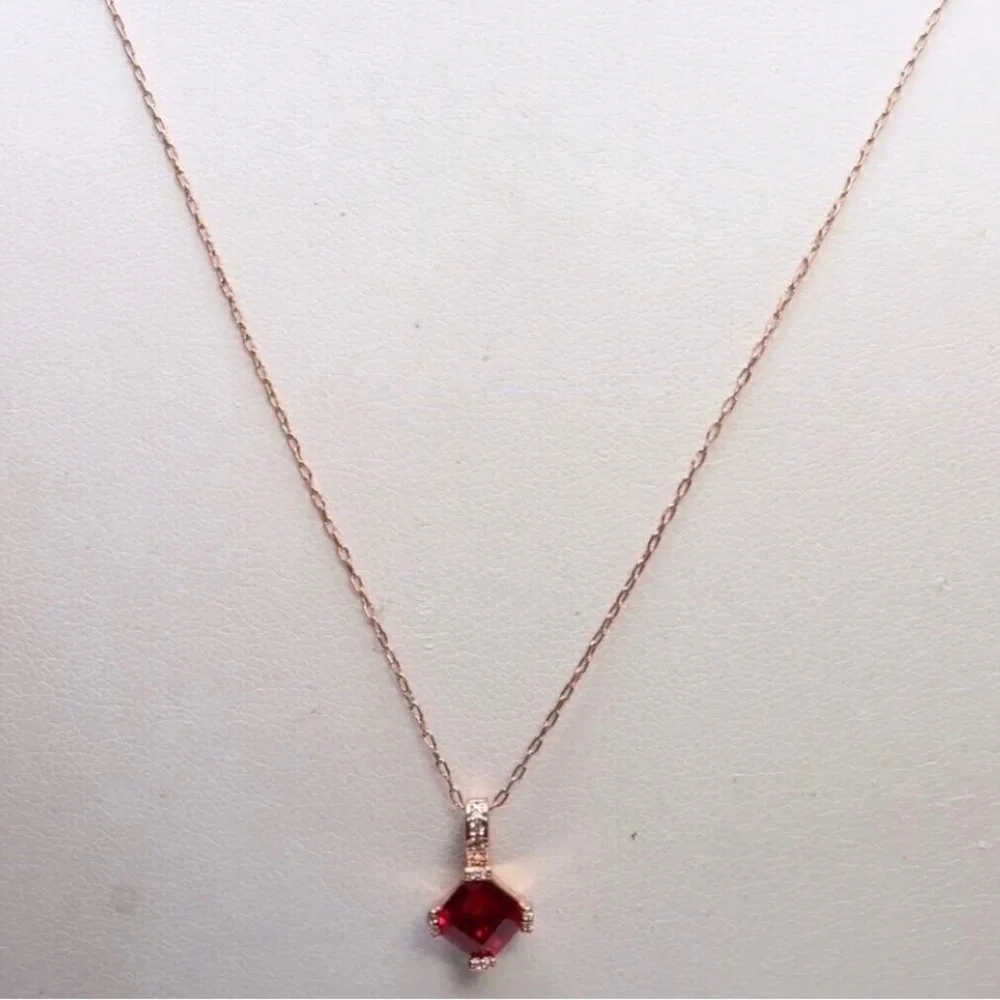 Kate Spade Rose Gold Tone Ruby Cubic Zirconia Mini Dazzle Pendant New - Picture 2 of 3